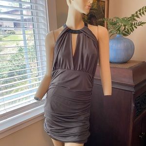 Collar top slinky dress.